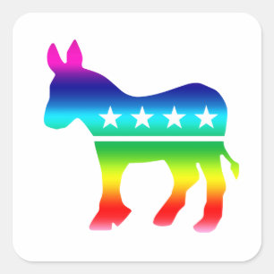 Ursprünglicher Esel-Regenbogen Demokraten Quadratischer Aufkleber