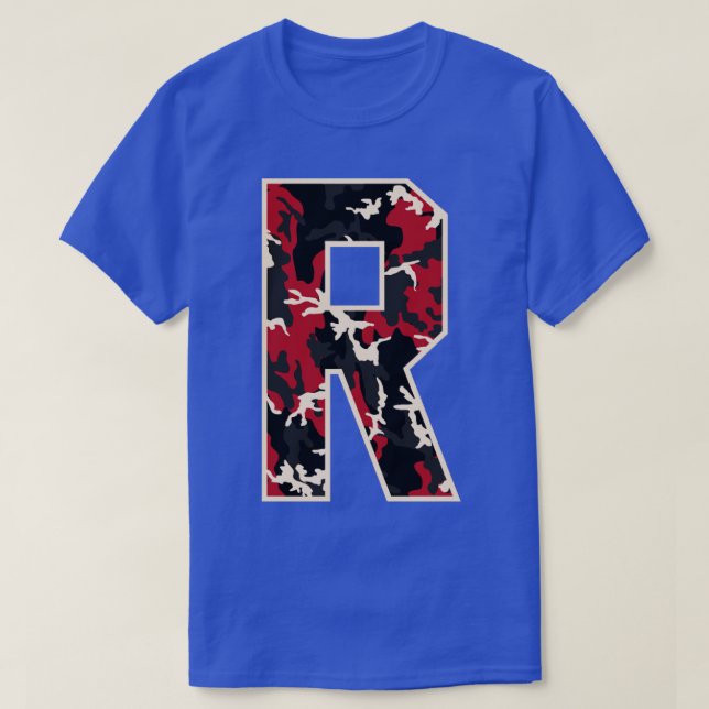 Ursprünglicher Hauptstadt Letter R Camouflage Alph T-Shirt (Design vorne)