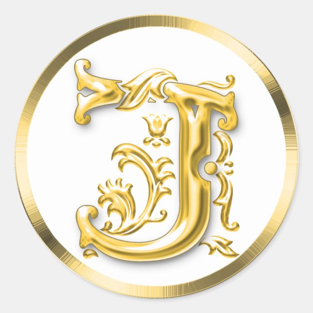 Ursprünglicher J Round Sticker in Gold (Vorderseite)