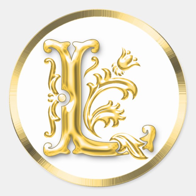 Ursprünglicher L-Round-Aufkleber in Gold Runder Aufkleber (Vorderseite)
