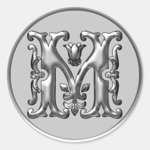 Ursprünglicher M Rundaufkleber in Silber Runder Aufkleber
