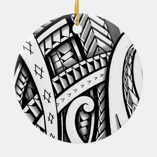 Ursprünglicher Maori- Stammes- Tätowierungsentwurf Keramik Ornament (Hinten)