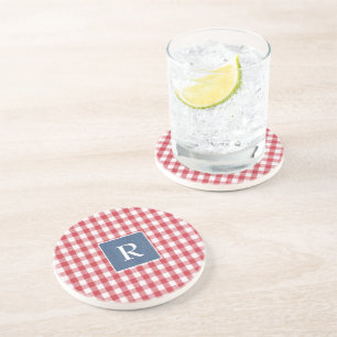 Ursprünglicher, roter Karo, Denim Trendy Sandstone Getränkeuntersetzer