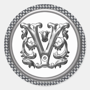 Ursprünglicher V Rundaufkleber in Silber Runder Aufkleber