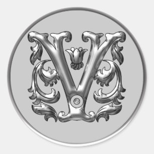 Ursprünglicher V Rundaufkleber in Silber Runder Aufkleber