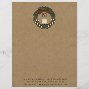 Ursprünglicher Weihnachtsbrand Mit Monogramm Briefbogen