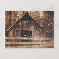 Ursprünglicher Winterschnee Land Alter Stall