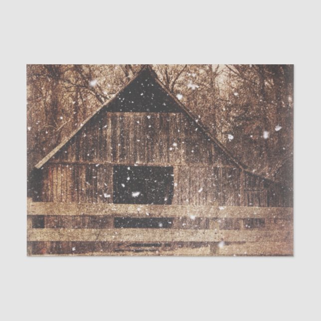 Ursprünglicher Winterschnee Land Alter Stall Seidenpapier (Vorderseite)