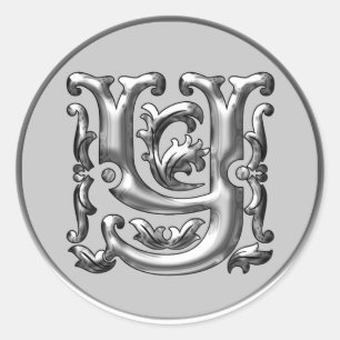 Ursprünglicher Y Rundaufkleber in Silber Runder Aufkleber