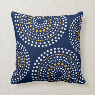 Ursprüngliches Boho Mosaik-Muster-Marine-Gold Kissen