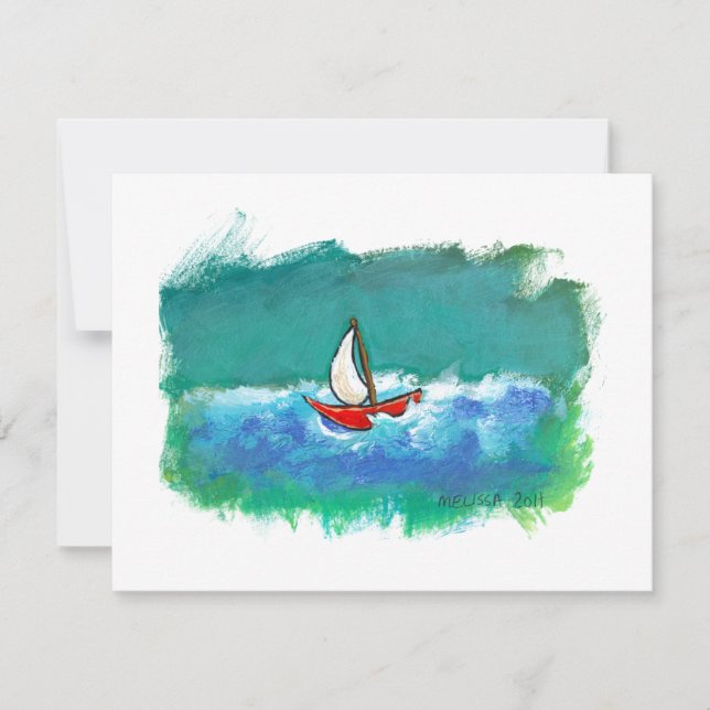 Ursprüngliches Boot des Segelnspaßes, das bunte Einladung (Vorderseite)