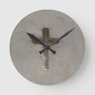 Ursprüngliches christliches Kreuz fertigen Runde Wanduhr