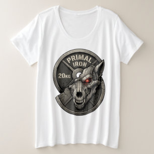 Ursprüngliches Eisenwolf-Gym-Gewichtsschild-Grafik Große Größe T-Shirt