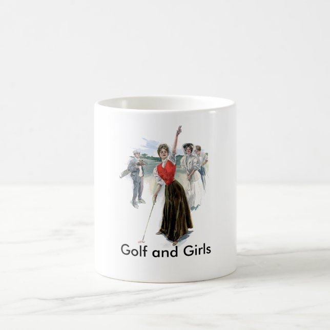 Ursprüngliches Golf spielendes Mädchen Kaffeetasse (Mittel)