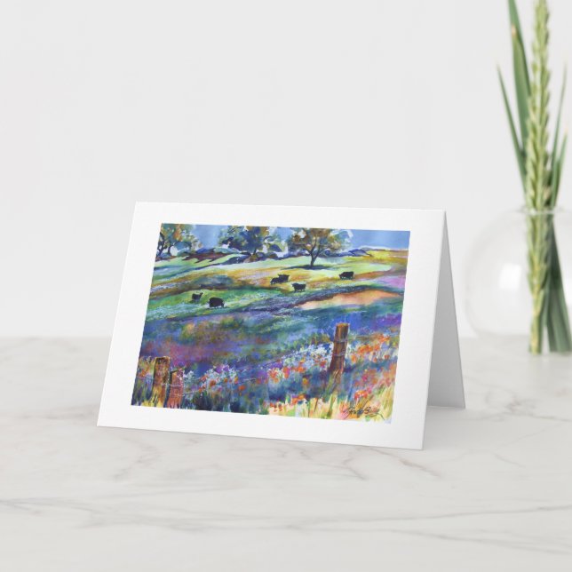 Ursprüngliches Gruß-Aquarell Frazier Tal-Angus Karte (Vorderseite)