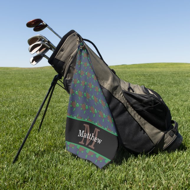 Ursprüngliches Monogramm für das Muster der Meeres Golfhandtuch (Gras)