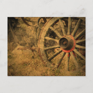 Ursprüngliches Rustikales Western Landwagenrad Postkarte