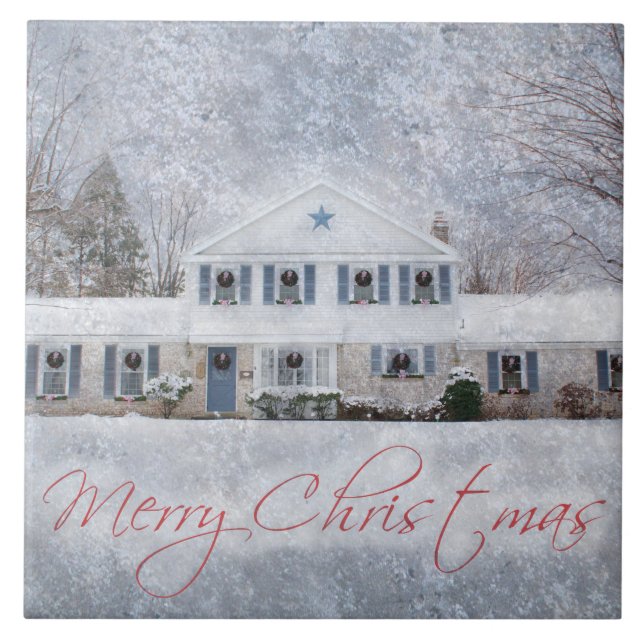 Ursprüngliches Winterschnee Rustikales Open House Fliese (Vorderseite)