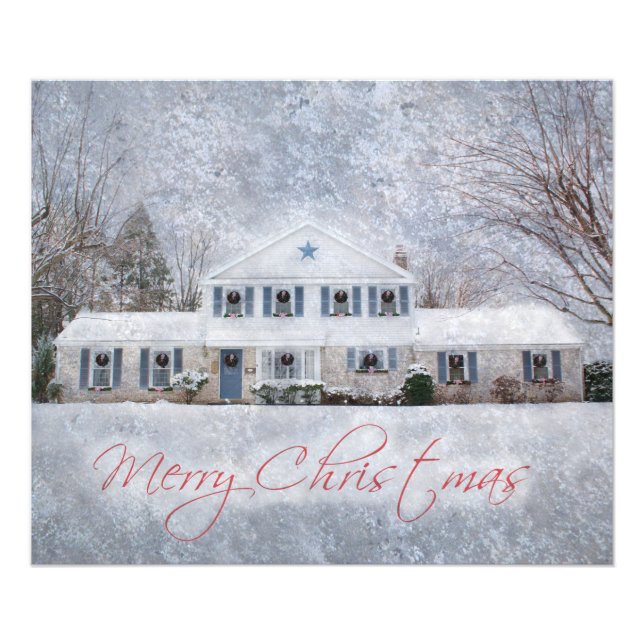 Ursprüngliches Winterschnee Rustikales Open House Fotodruck (Vorne)