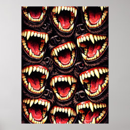 Ursprüngliches Wolfspack Fletschende Fänge Horror Poster