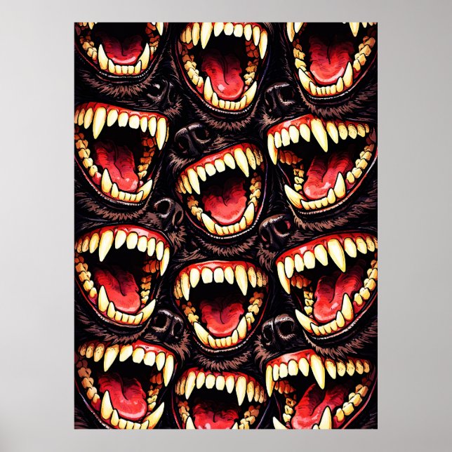 Ursprüngliches Wolfspack Fletschende Fänge Horror  Poster (Vorne)