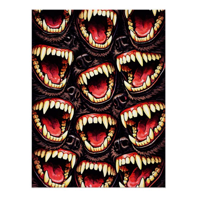 Ursprüngliches Wolfspack Fletschende Fänge Horror  Poster (Vorderseite)
