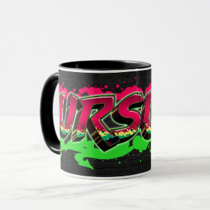 Ursula Vorname Name Graffiti red green Tasse