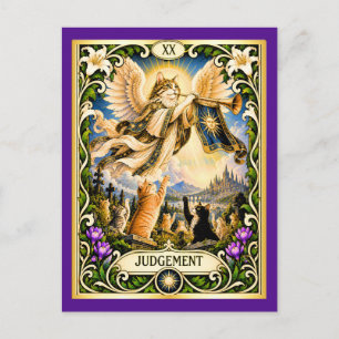 Urteil Katze Tarot - Erwachen und Erneuerung Postkarte