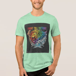 Urtümlicher Triumph: Mehrfarbiger Löwe und gekreuz Tri-Blend Shirt