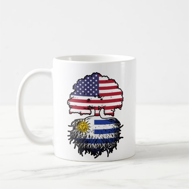 Uruguay American USA Tree Roots Flag Kaffeetasse (Links)