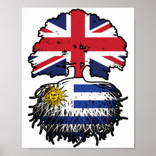 Uruguay British UK Tree Roots Flag Poster