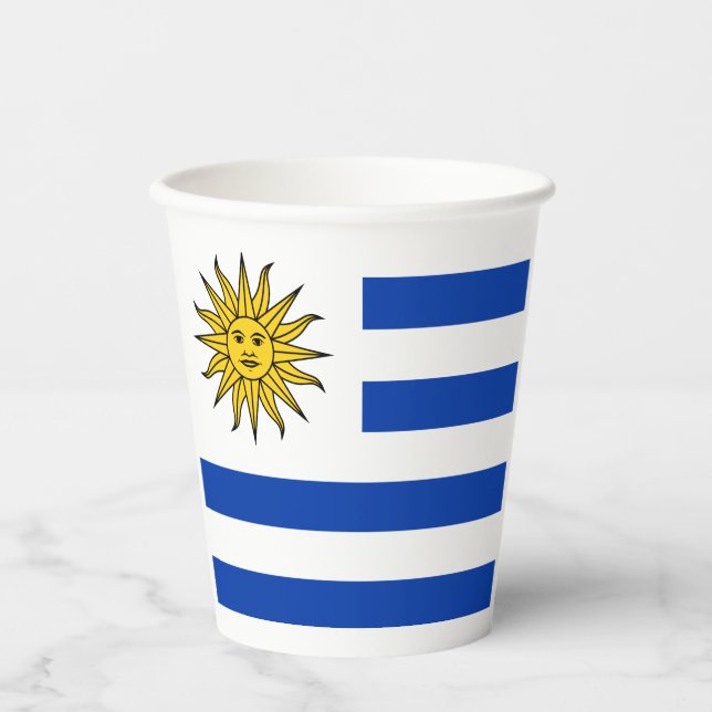 Uruguay-Fahne-Wappenpapiertassen Pappbecher (Vorderseite)