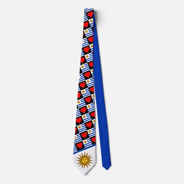 Uruguay Flag Herz Muster Patriotic Uruguayan Krawatte (Vorderseite)