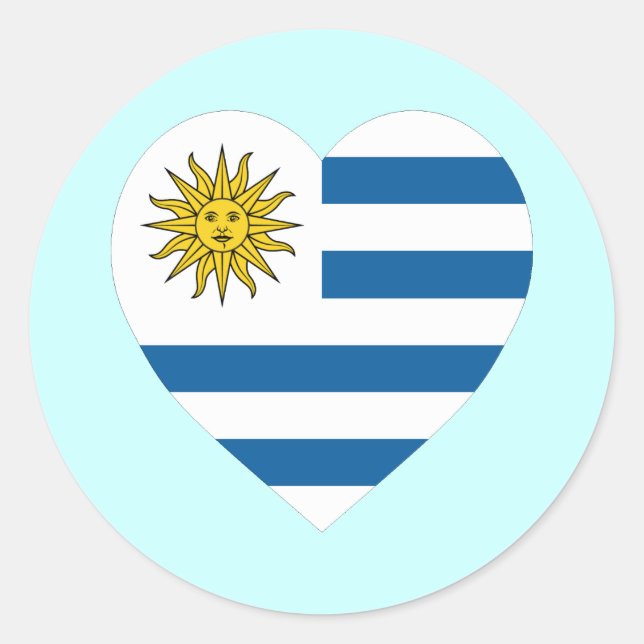 Uruguay Flag Herz Runder Aufkleber (Vorderseite)