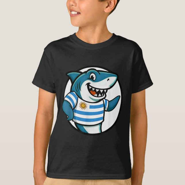 Uruguay Flag Shark Funny Uruguayan  T-Shirt (Vorderseite)