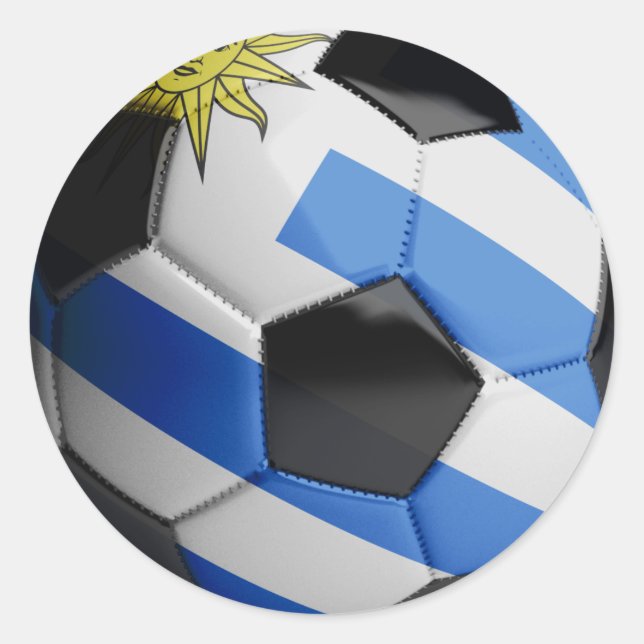Uruguay-Flagge Fußball Runder Aufkleber (Vorderseite)