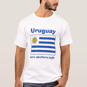 Uruguay-Flagge + Karte + Text-T - Shirt
