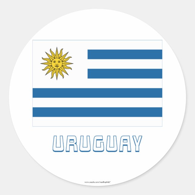 Uruguay-Flagge mit Name Runder Aufkleber (Vorderseite)