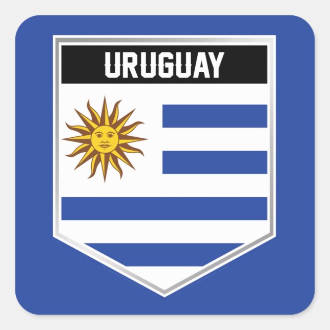 Uruguay-Flaggenschild Quadratischer Aufkleber (Vorderseite)