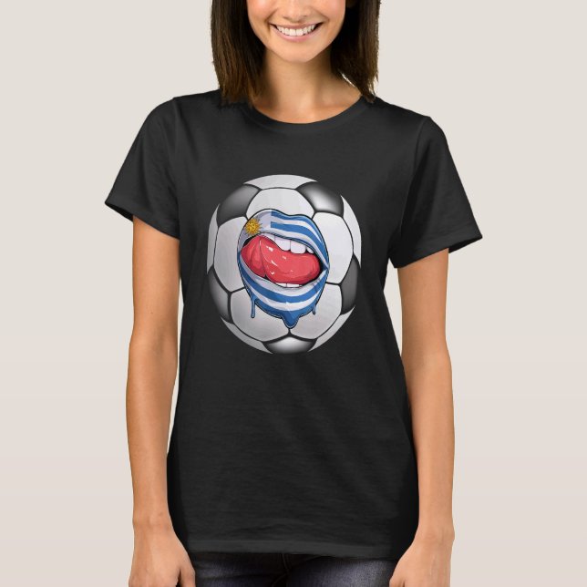Uruguay Fußball Fan Uruguayan Flag Mouth T-Shirt (Vorderseite)