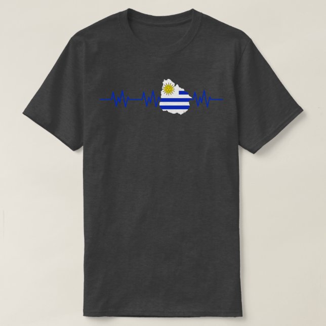 Uruguay Heartbeat Flaggen Puls T-Shirt (Design vorne)