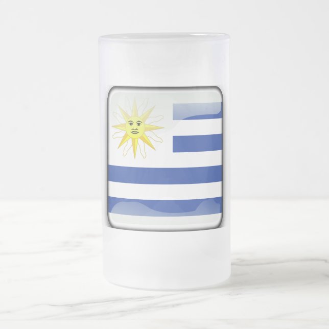 Uruguay-Hochglanzflagge Mattglas Bierglas (Mittel)