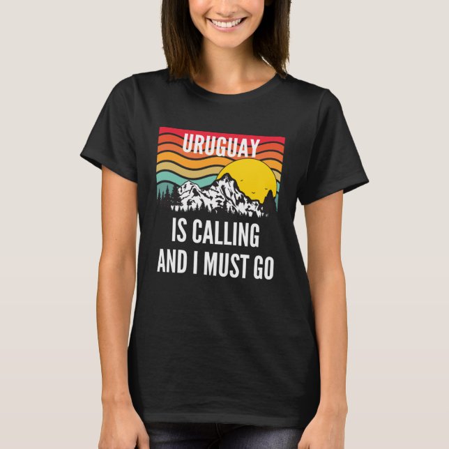 Uruguay Is Calling And I Must Go Wavy Sunset T-Shirt (Vorderseite)