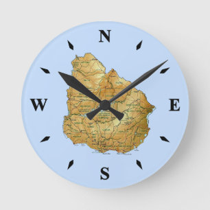 Uruguay-Karte-Uhr Runde Wanduhr