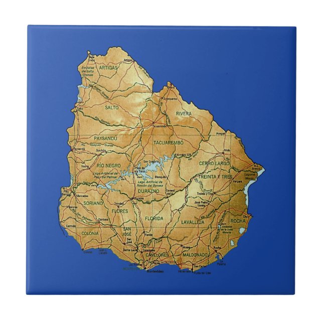 Uruguay-Karten-Fliese Fliese (Vorderseite)