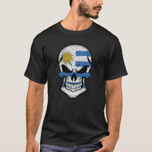 Uruguay lächelnd Schädelflagge T-Shirt