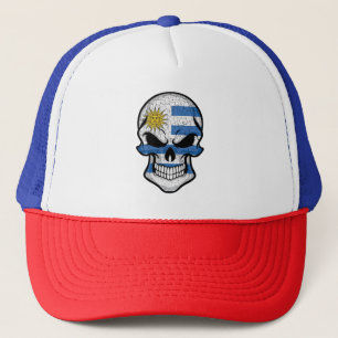 Uruguay lächelnd Schädelflagge Truckerkappe