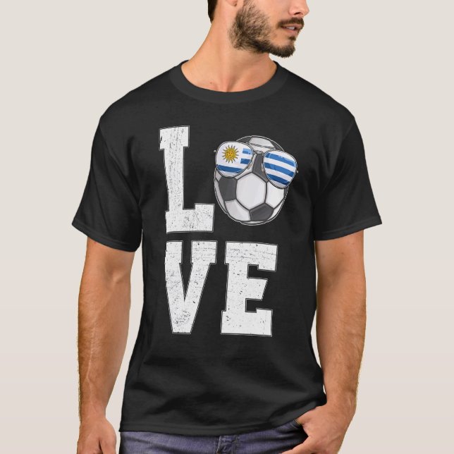 Uruguay Liebe Fußball Flagge T-Shirt (Vorderseite)