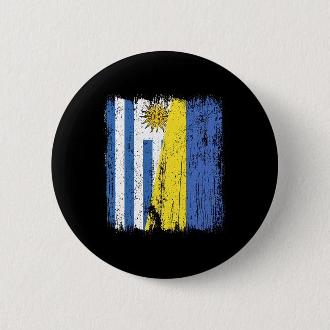 Uruguay Ukraine Half Flag Uruguayan Ukrainian Heri Button (Vorderseite)