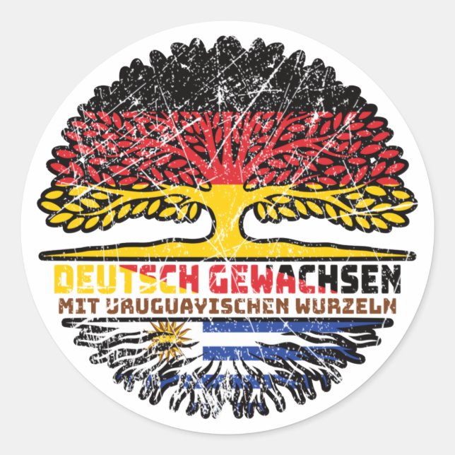 Uruguay Uruguayisch Deutsch Deutschland Baum Runder Aufkleber (Vorderseite)